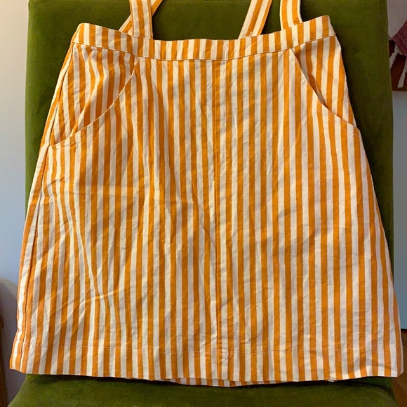 Urban Outfitters Rosie Ruffle Skirtall Overall Orange Stripe, XS - Picture 7 of 15